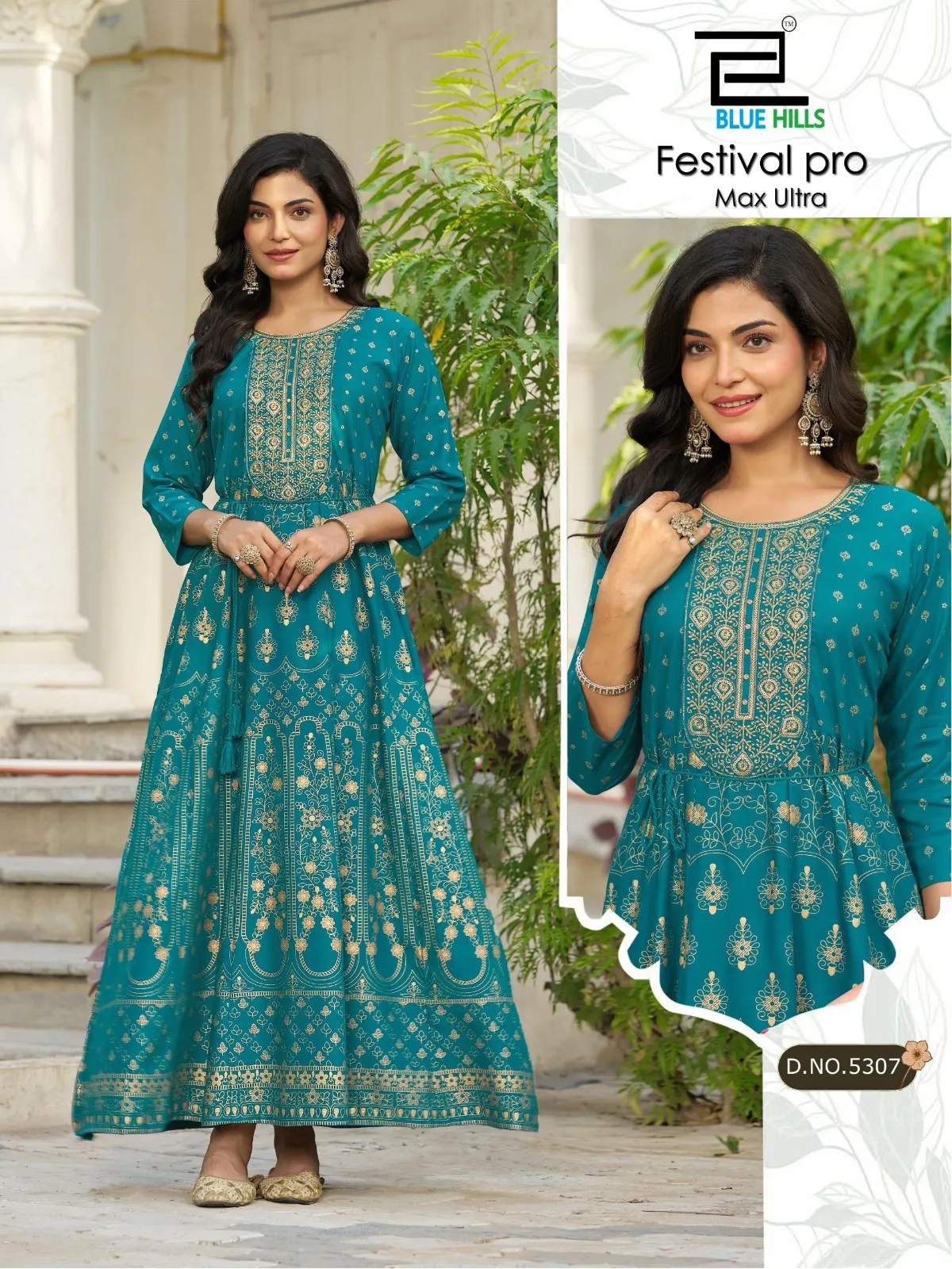 Blue Hills Festival Pro Max Ultra Plus Size Rayon Anarkali Kurti750
