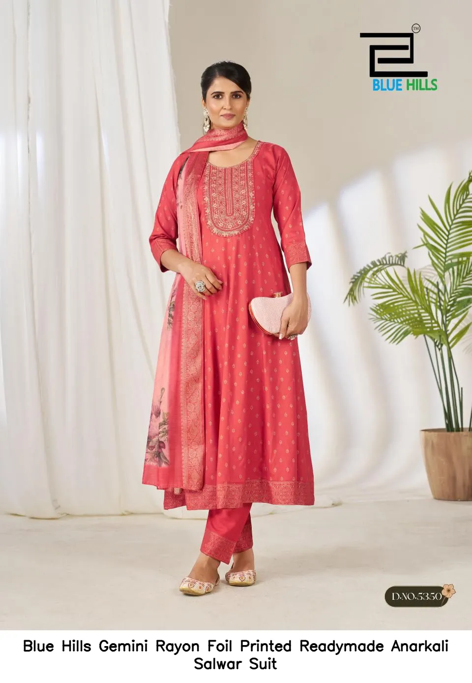 Blue Hills Gemini Rayon Foil Printed Readymade Anarkali Salwar Suit — Wholesale Salwar Suits, Blue Hills wholesale from Surat — view 7