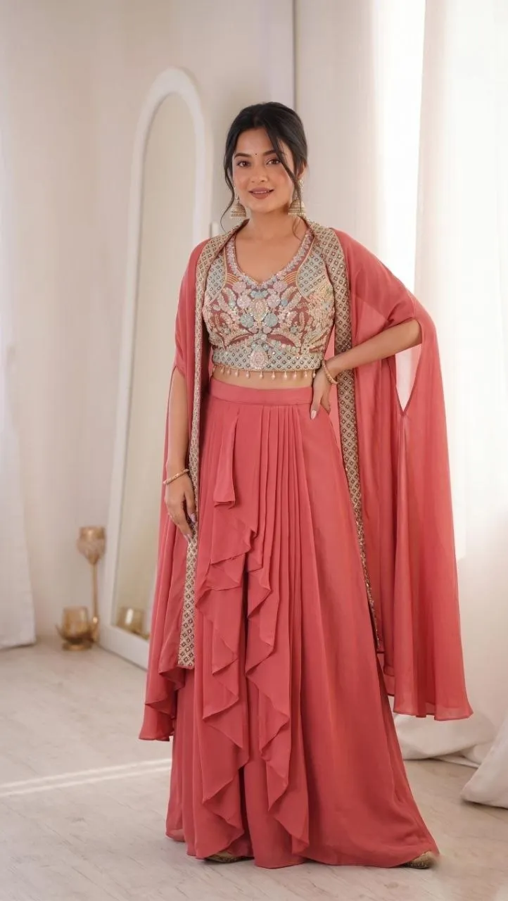 Bt 7154 Faux Georgette Party Wear Shrug With Sarara Set — Wholesale Sharara Suits, BT wholesale from Surat — view 1
