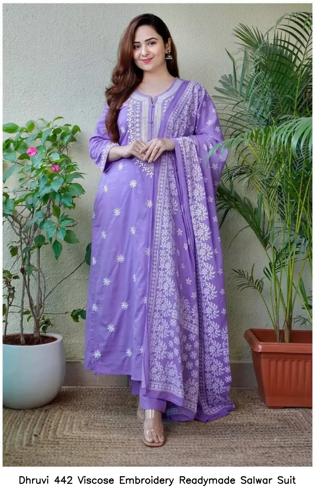 Dhruvi 442 Viscose Embroidery Readymade Salwar Suit — Wholesale Salwar Suits, Dhruvi wholesale from Surat — view 3