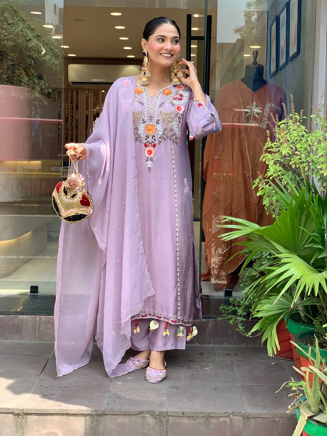 Dhumadhuri 02 PV Chanderi Kurti Pant Dupatta Set — Wholesale Cotton Kurti Pant Set, MPA wholesale from Surat — view 6