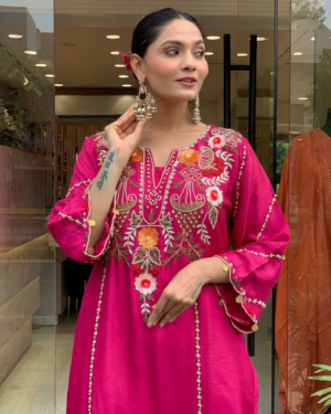 Dhumadhuri 02 PV Chanderi Kurti Pant Dupatta Set