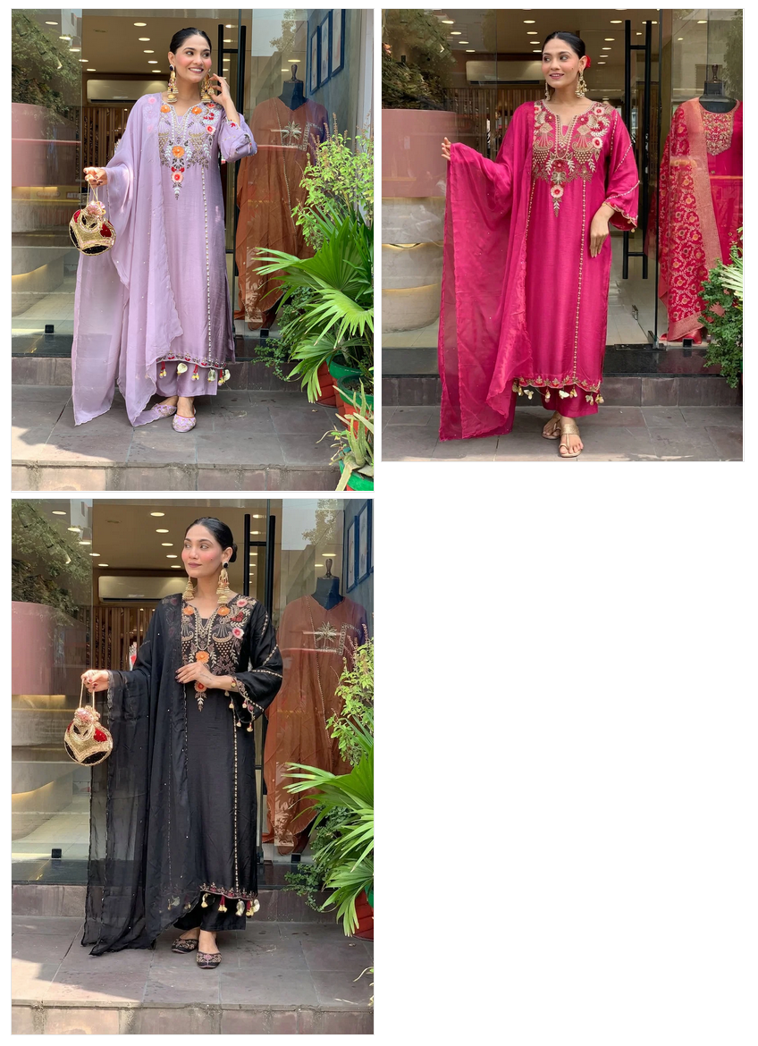 Dhumadhuri 02 PV Chanderi Kurti Pant Dupatta Set — Wholesale Cotton Kurti Pant Set, MPA wholesale from Surat — view 8