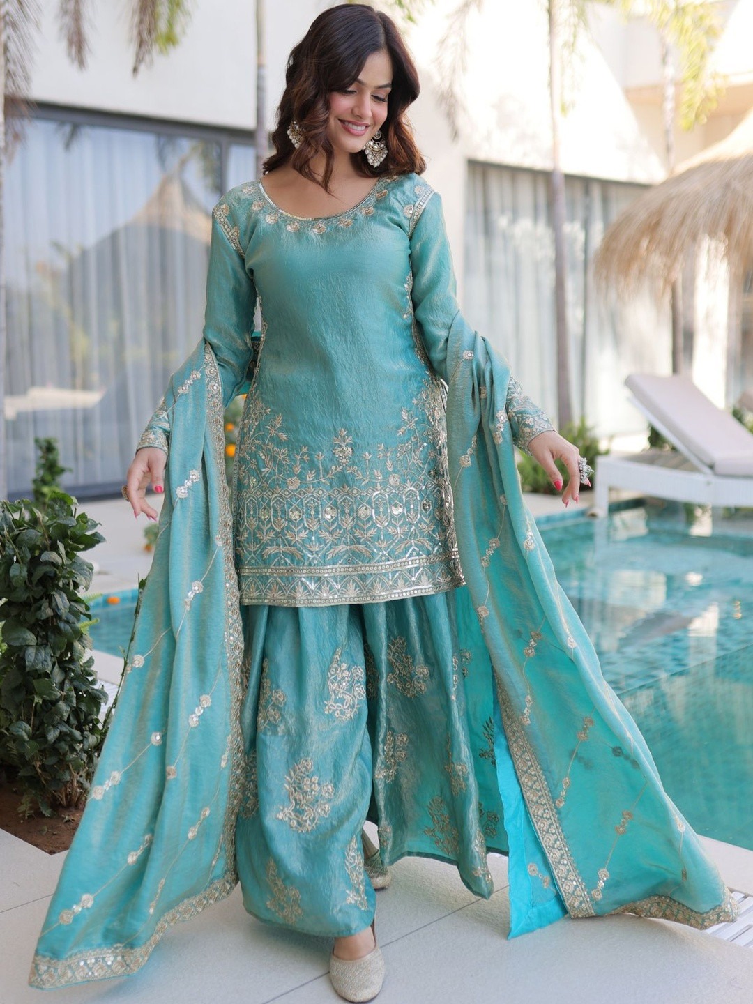 Dhusameera 01 Fandy Silk Embroidered Festival Wear Kurti Set