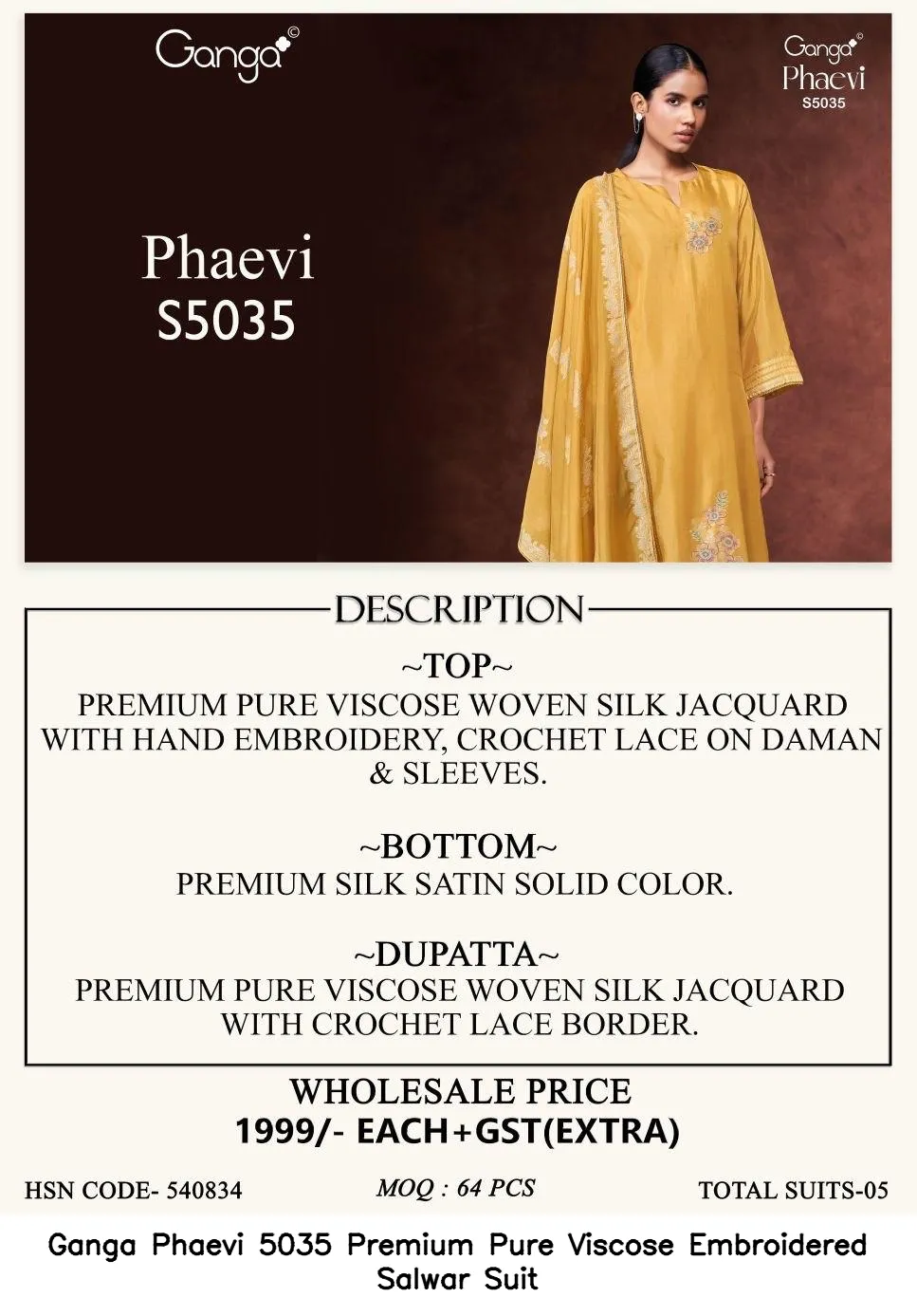 Ganga Phaevi 5035 Premium Pure Viscose Embroidered Salwar Suit — Wholesale Salwar Suits, Ganga wholesale from Surat — view 10