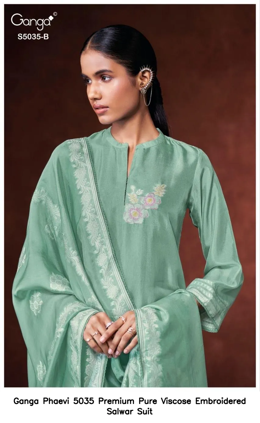 Ganga Phaevi 5035 Premium Pure Viscose Embroidered Salwar Suit — Wholesale Salwar Suits, Ganga wholesale from Surat — view 2