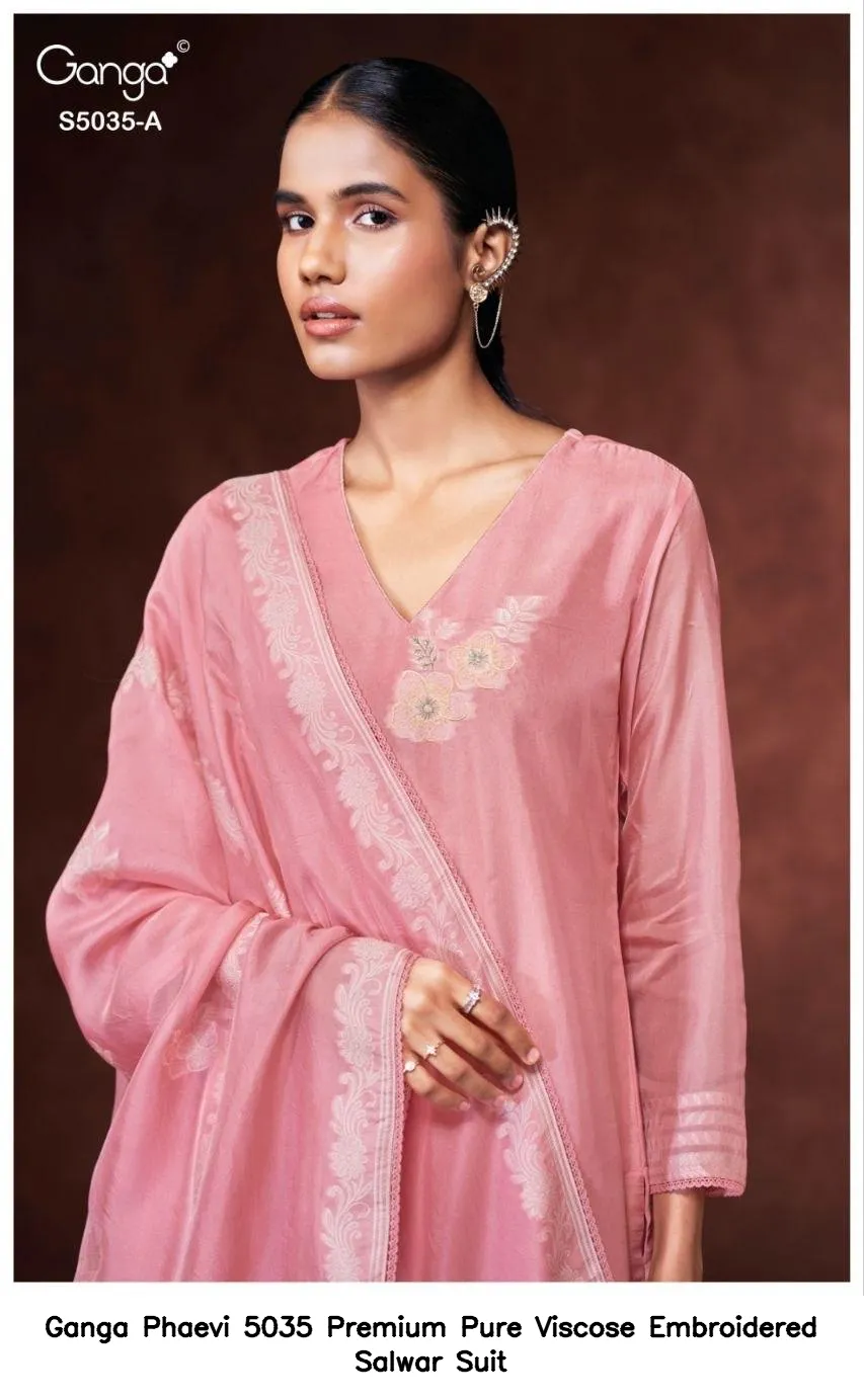Ganga Phaevi 5035 Premium Pure Viscose Embroidered Salwar Suit — Wholesale Salwar Suits, Ganga wholesale from Surat — view 3