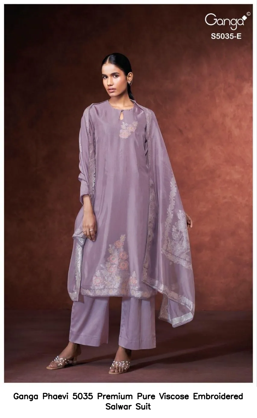 Ganga Phaevi 5035 Premium Pure Viscose Embroidered Salwar Suit — Wholesale Salwar Suits, Ganga wholesale from Surat — view 4