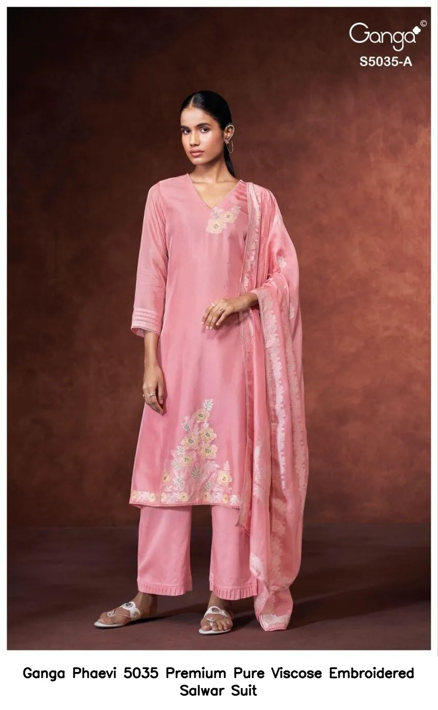Ganga Phaevi 5035 Premium Pure Viscose Embroidered Salwar Suit — Wholesale Salwar Suits, Ganga wholesale from Surat — view 5
