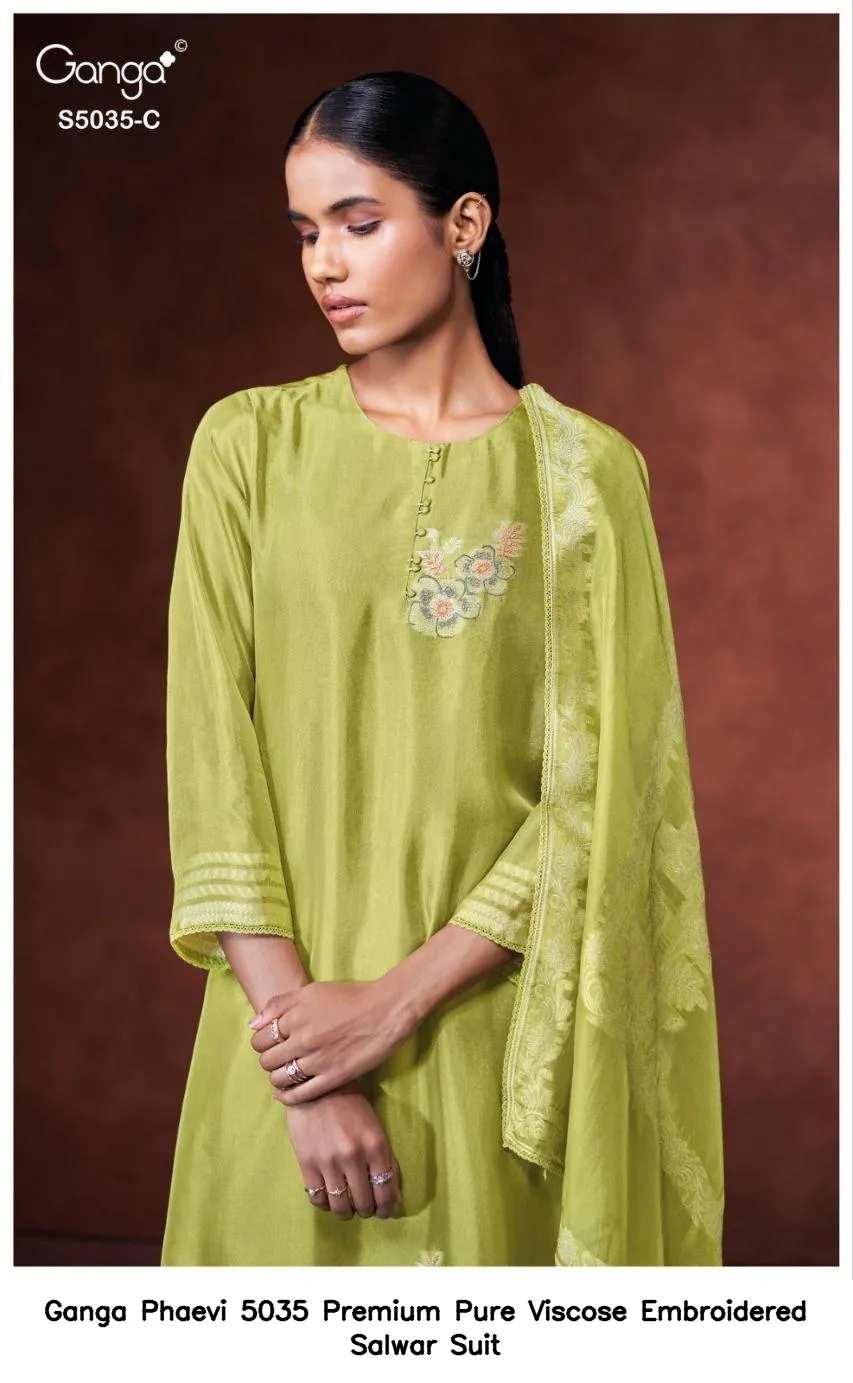 Ganga Phaevi 5035 Premium Pure Viscose Embroidered Salwar Suit — Wholesale Salwar Suits, Ganga wholesale from Surat — view 7