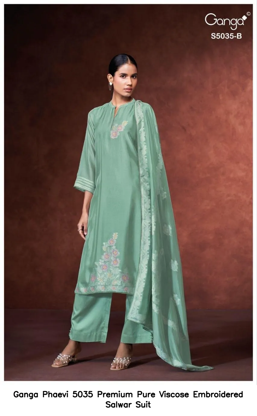 Ganga Phaevi 5035 Premium Pure Viscose Embroidered Salwar Suit — Wholesale Salwar Suits, Ganga wholesale from Surat — view 8