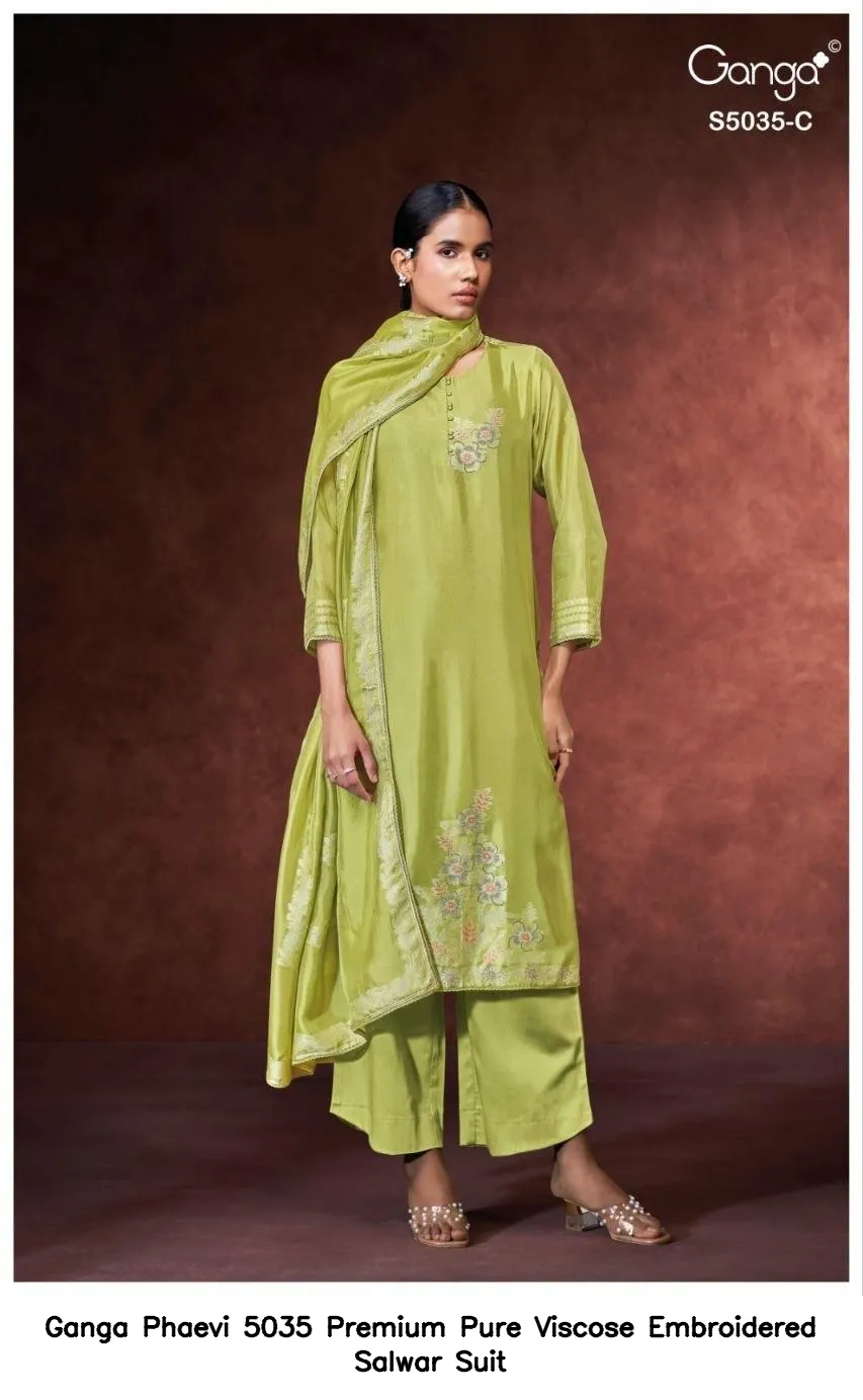 Ganga Phaevi 5035 Premium Pure Viscose Embroidered Salwar Suit — Wholesale Salwar Suits, Ganga wholesale from Surat — view 9