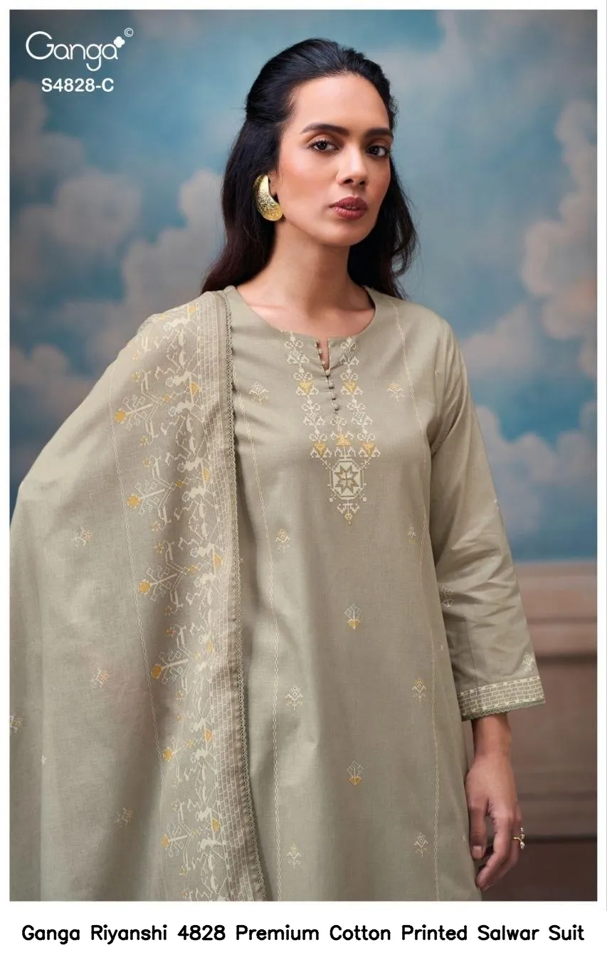 Ganga Riyanshi 4828 Premium Cotton Printed Salwar Suit — Wholesale Salwar Suits, Ganga wholesale from Surat — view 2