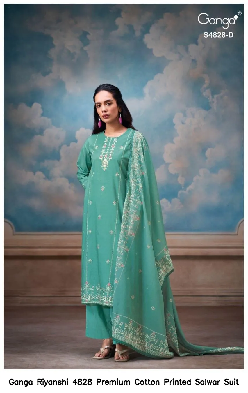 Ganga Riyanshi 4828 Premium Cotton Printed Salwar Suit — Wholesale Salwar Suits, Ganga wholesale from Surat — view 7