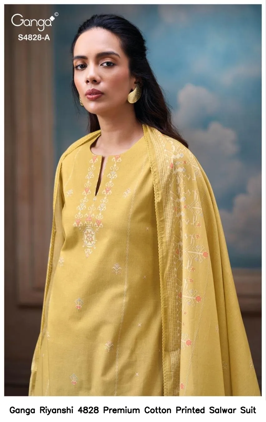 Ganga Riyanshi 4828 Premium Cotton Printed Salwar Suit — Wholesale Salwar Suits, Ganga wholesale from Surat — view 8