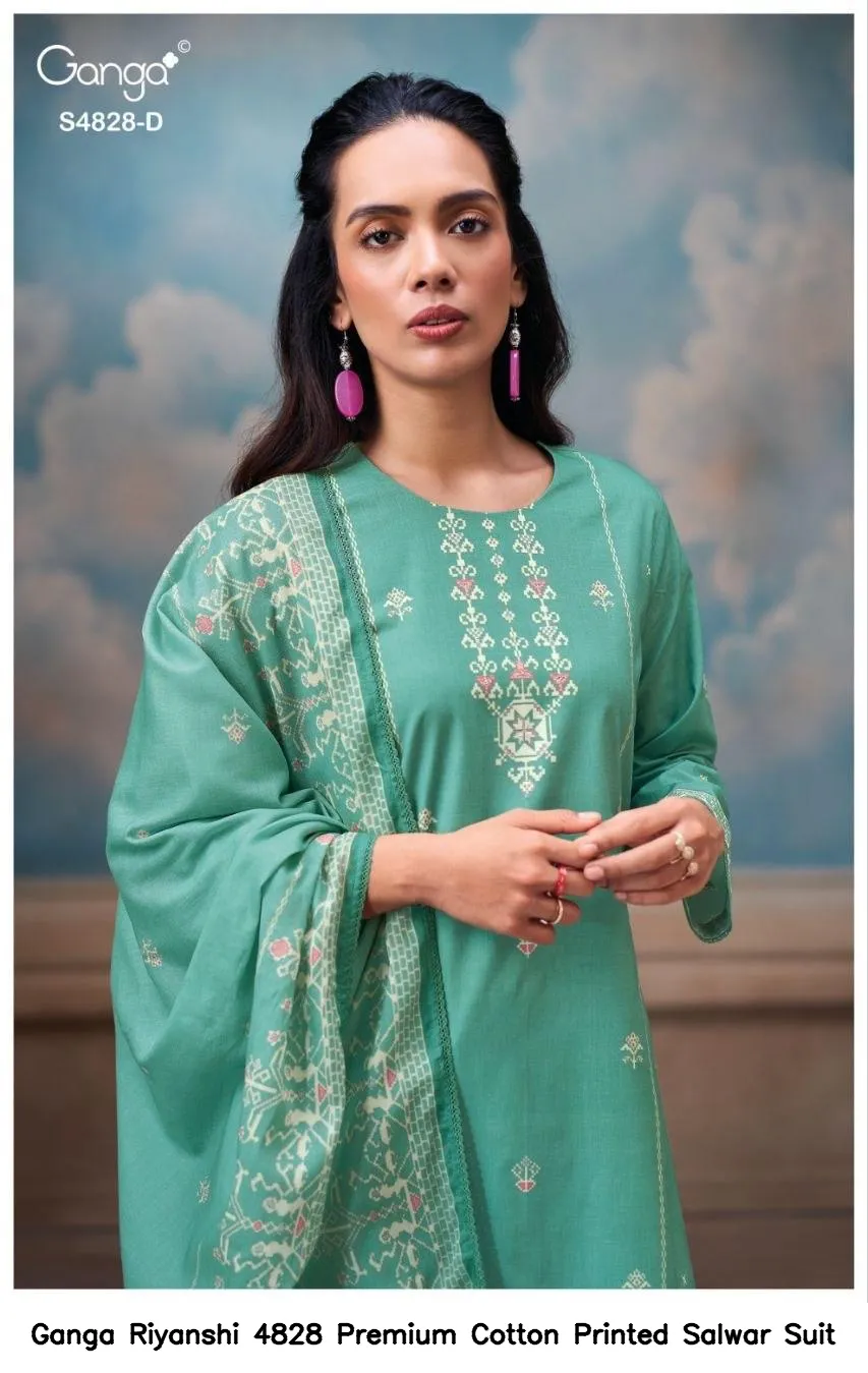 Ganga Riyanshi 4828 Premium Cotton Printed Salwar Suit — Wholesale Salwar Suits, Ganga wholesale from Surat — view 9