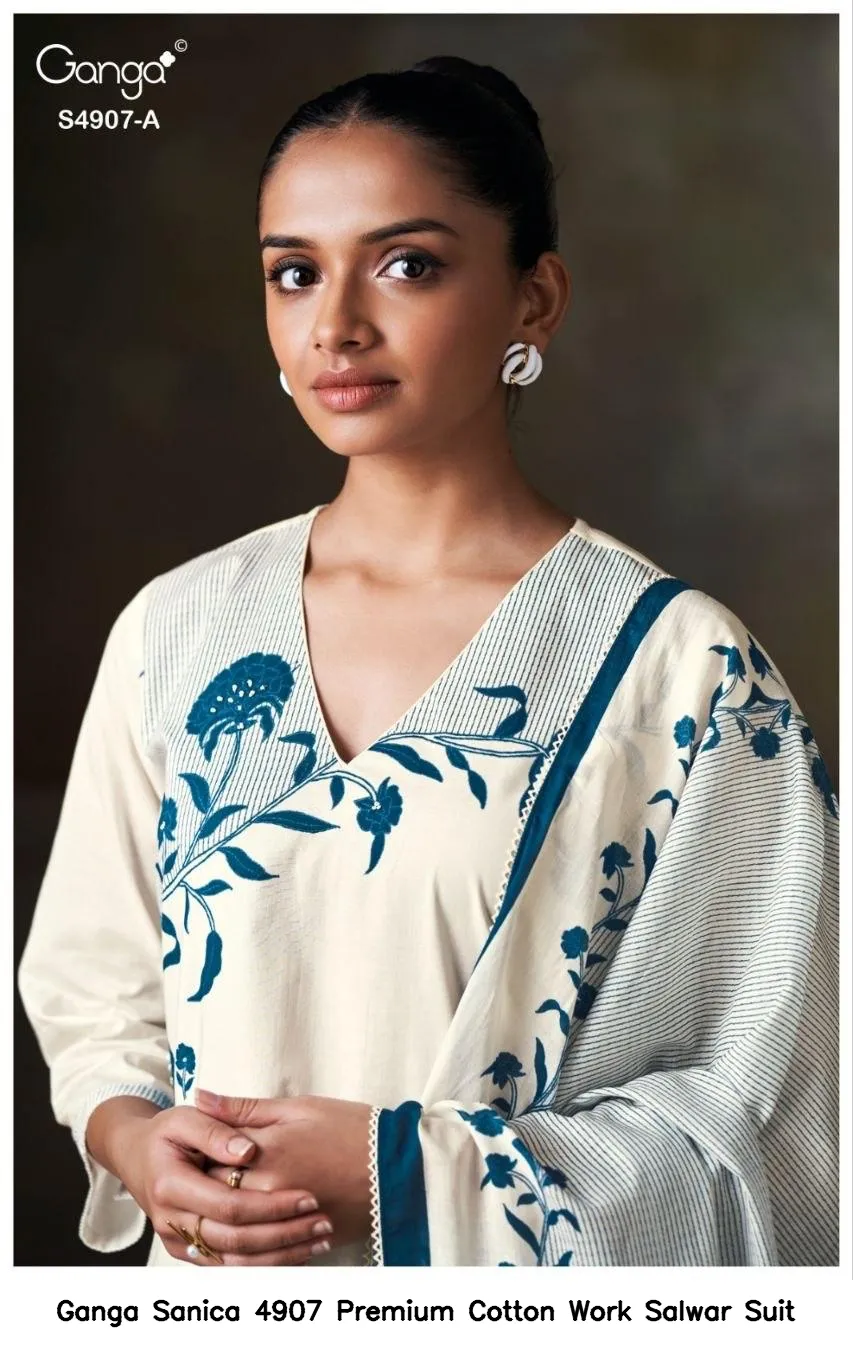 Ganga Sanica 4907 Premium Cotton Work Salwar Suit — Wholesale Dress Material, Ganga wholesale from Surat - Gallery Image 2