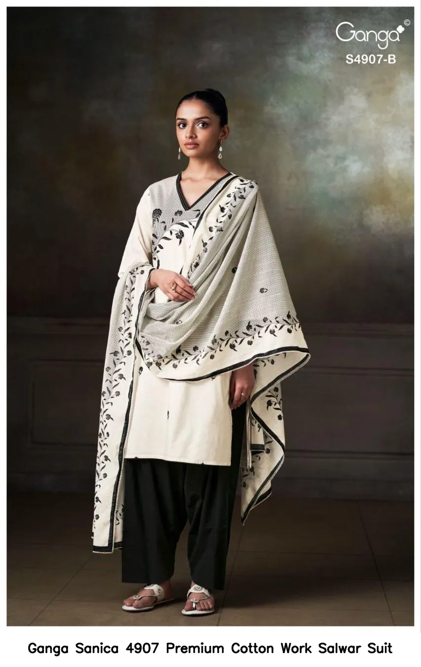 Ganga Sanica 4907 Premium Cotton Work Salwar Suit — Wholesale Dress Material, Ganga wholesale from Surat - Gallery Image 3