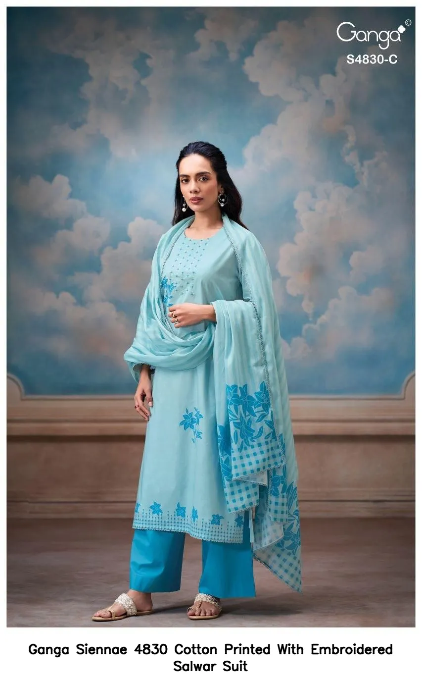 Ganga Siennae 4830 Cotton Printed With Embroidered Salwar Suit — Wholesale Salwar Suits, Ganga wholesale from Surat — Photo 2