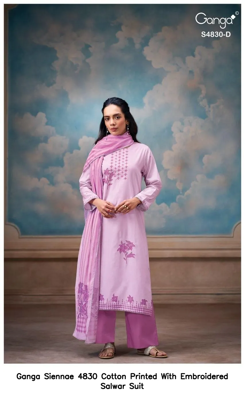 Ganga Siennae 4830 Cotton Printed With Embroidered Salwar Suit — Wholesale Salwar Suits, Ganga wholesale from Surat — Photo 4