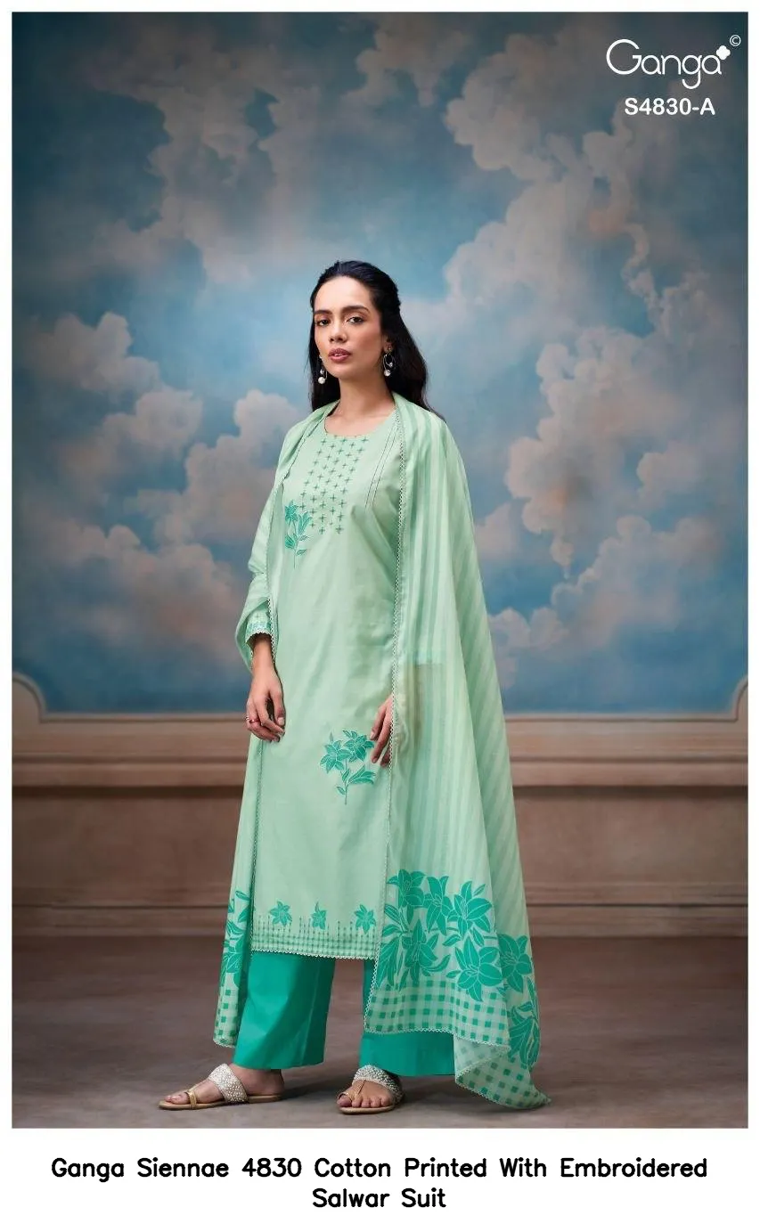 Ganga Siennae 4830 Cotton Printed With Embroidered Salwar Suit — Wholesale Salwar Suits, Ganga wholesale from Surat — Photo 5