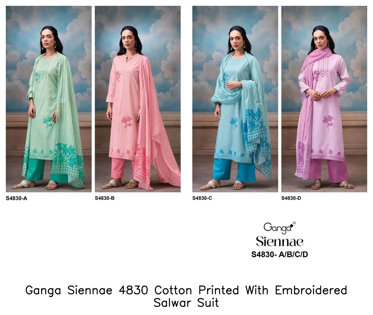 Ganga Siennae 4830 Cotton Printed With Embroidered Salwar Suit — Wholesale Salwar Suits, Ganga wholesale from Surat — Photo 6