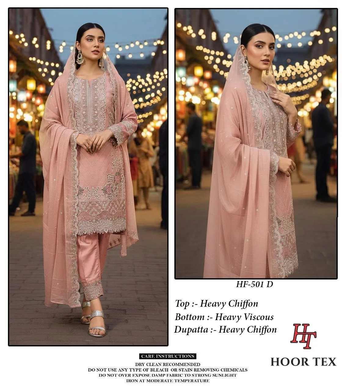 Hoor Tex 501 A To D Heavy Chiffon Pakistani Salwar Suit