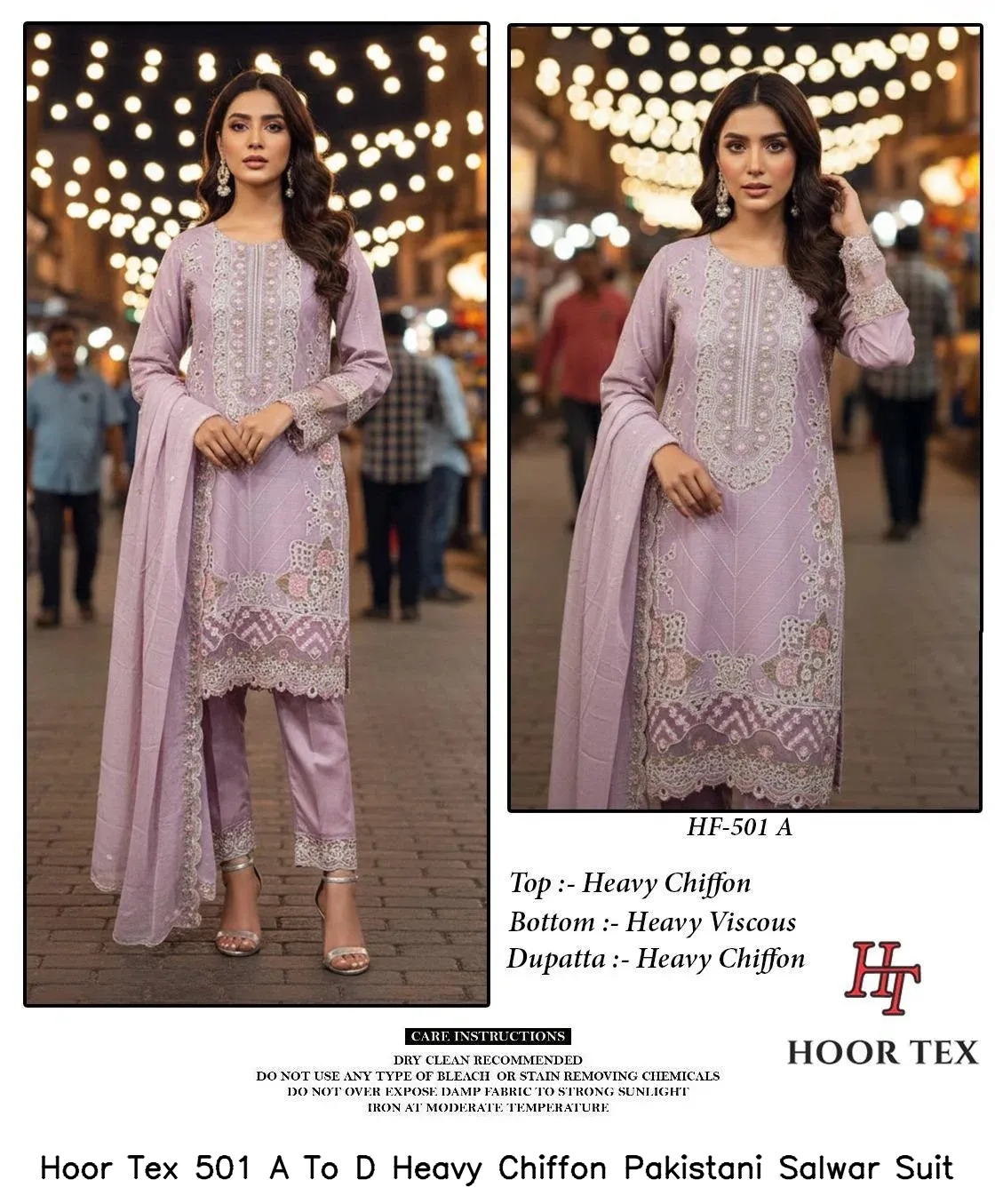 Hoor Tex 501 A To D Heavy Chiffon Pakistani Salwar Suit — Wholesale Readymade Pakistani Suits, hoor Tex wholesale from Surat — view 3