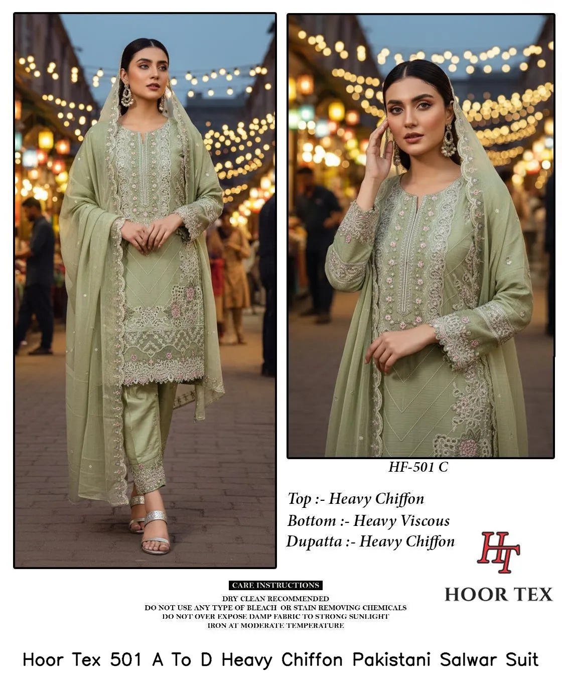 Hoor Tex 501 A To D Heavy Chiffon Pakistani Salwar Suit — Wholesale Readymade Pakistani Suits, hoor Tex wholesale from Surat — view 4