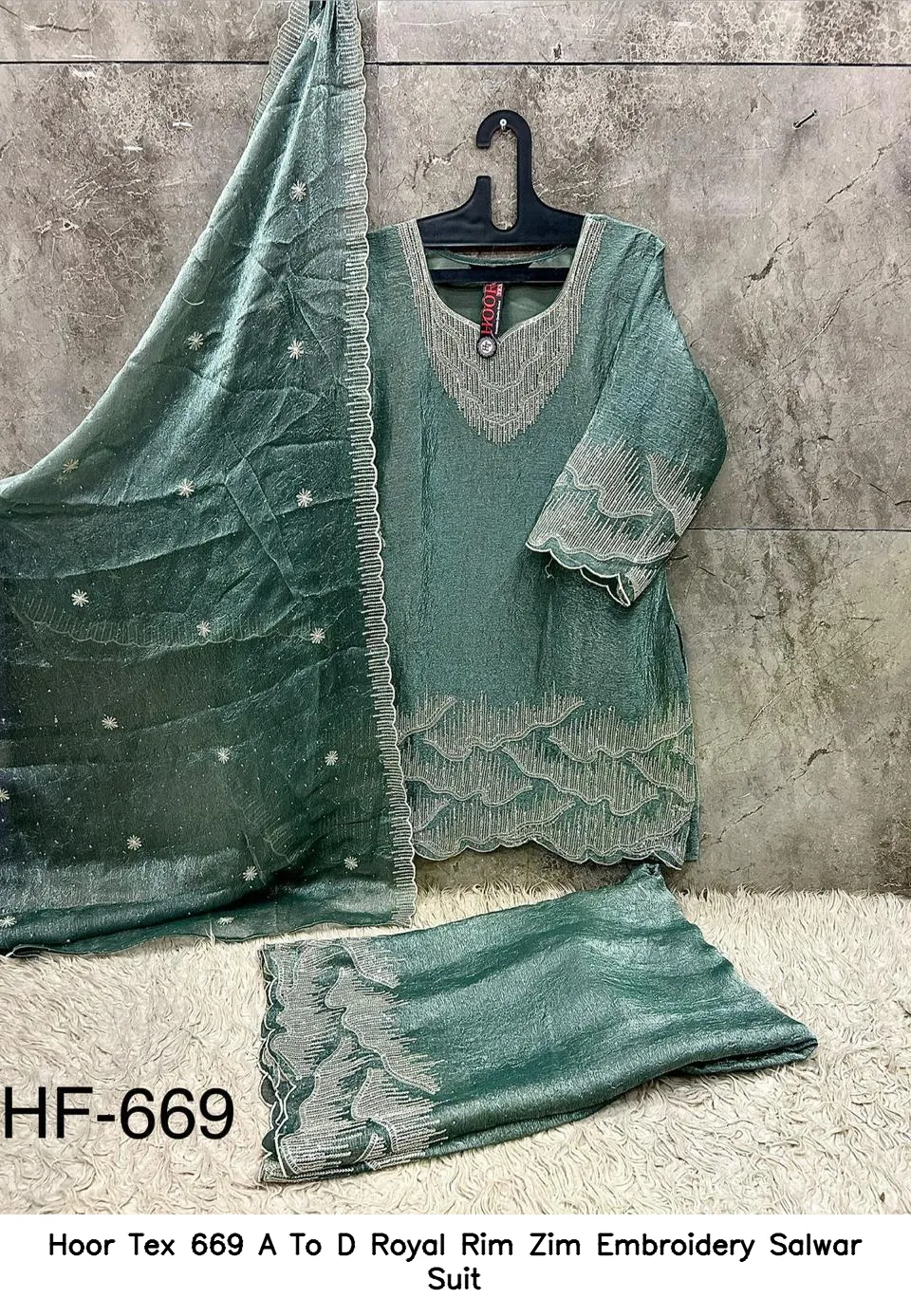 Hoor Tex 669 A To D Royal Rim Zim Embroidery Salwar Suit — Wholesale Readymade Pakistani Suits, hoor Tex wholesale from Surat — view 3