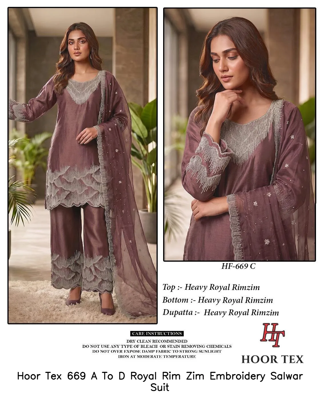 Hoor Tex 669 A To D Royal Rim Zim Embroidery Salwar Suit — Wholesale Readymade Pakistani Suits, hoor Tex wholesale from Surat — view 4
