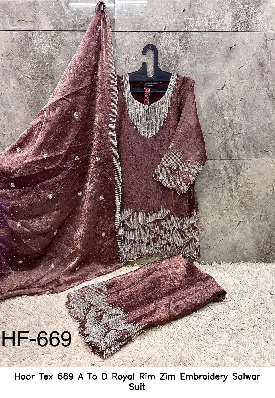 Hoor Tex 669 A To D Royal Rim Zim Embroidery Salwar Suit — Wholesale Readymade Pakistani Suits, hoor Tex wholesale from Surat — view 7