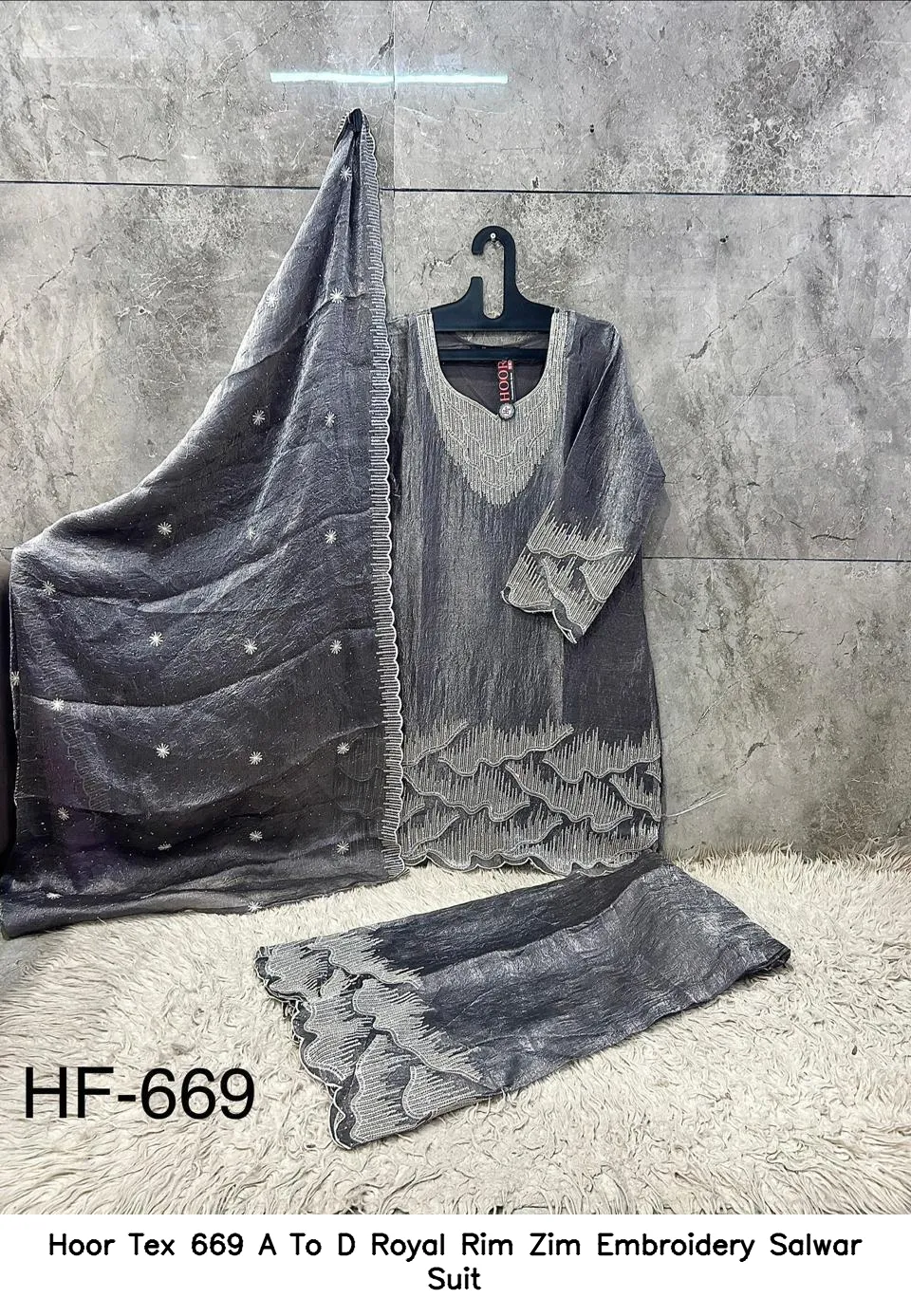 Hoor Tex 669 A To D Royal Rim Zim Embroidery Salwar Suit — Wholesale Readymade Pakistani Suits, hoor Tex wholesale from Surat — view 8