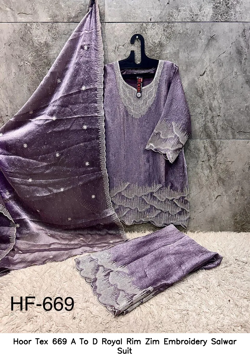 Hoor Tex 669 A To D Royal Rim Zim Embroidery Salwar Suit — Wholesale Readymade Pakistani Suits, hoor Tex wholesale from Surat — view 9