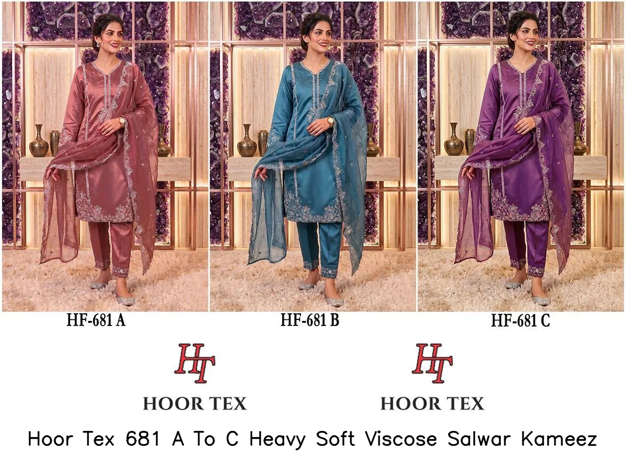 Hoor Tex 681 A To C Heavy Soft Viscose Salwar Kameez — Wholesale Readymade Pakistani Suits, hoor Tex wholesale from Surat — view 2
