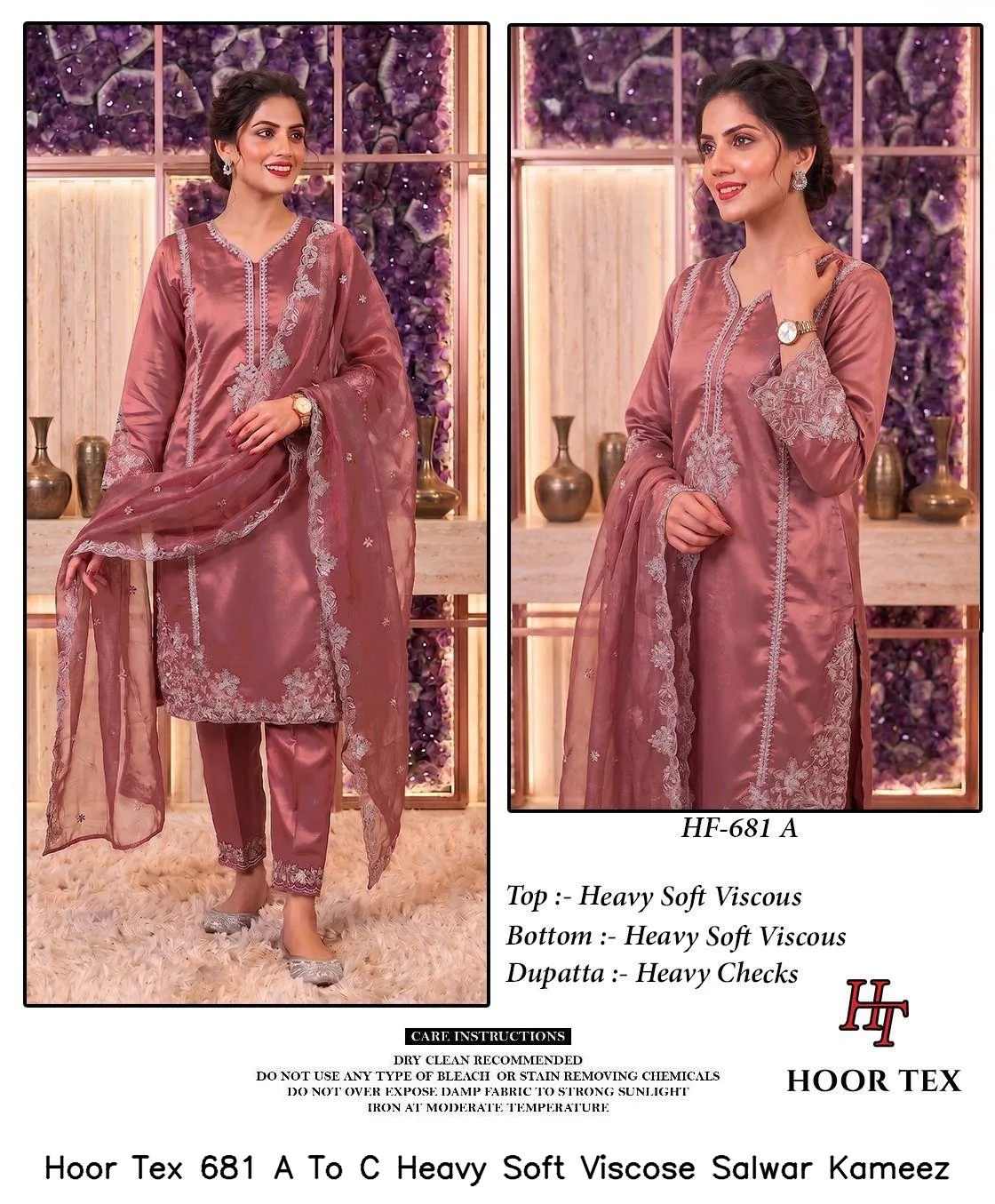 Hoor Tex 681 A To C Heavy Soft Viscose Salwar Kameez — Wholesale Readymade Pakistani Suits, hoor Tex wholesale from Surat — view 3