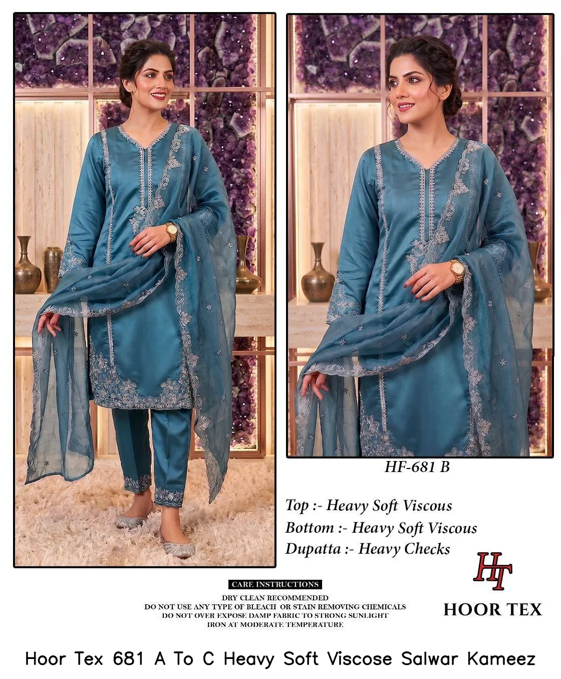 Hoor Tex 681 A To C Heavy Soft Viscose Salwar Kameez — Wholesale Readymade Pakistani Suits, hoor Tex wholesale from Surat — view 4