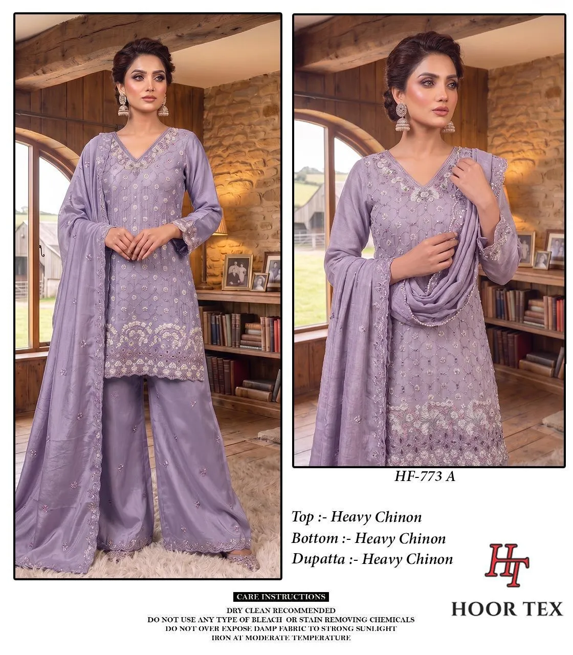 Hoor Tex 773 A To D Chinon Embroidered Salwar Suit — Wholesale Readymade Pakistani Suits, hoor Tex wholesale from Surat — view 1
