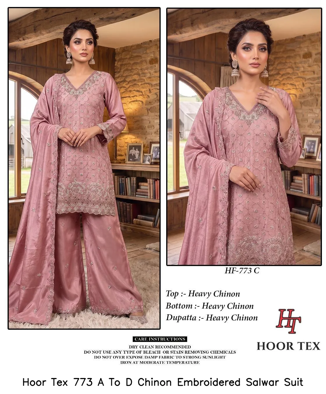Hoor Tex 773 A To D Chinon Embroidered Salwar Suit — Wholesale Readymade Pakistani Suits, hoor Tex wholesale from Surat — view 2