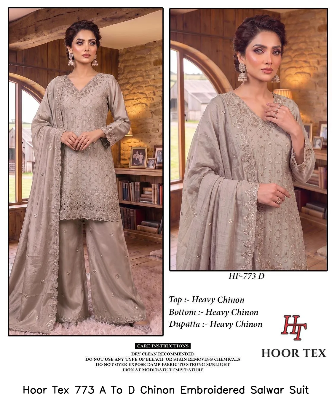 Hoor Tex 773 A To D Chinon Embroidered Salwar Suit — Wholesale Readymade Pakistani Suits, hoor Tex wholesale from Surat — view 3