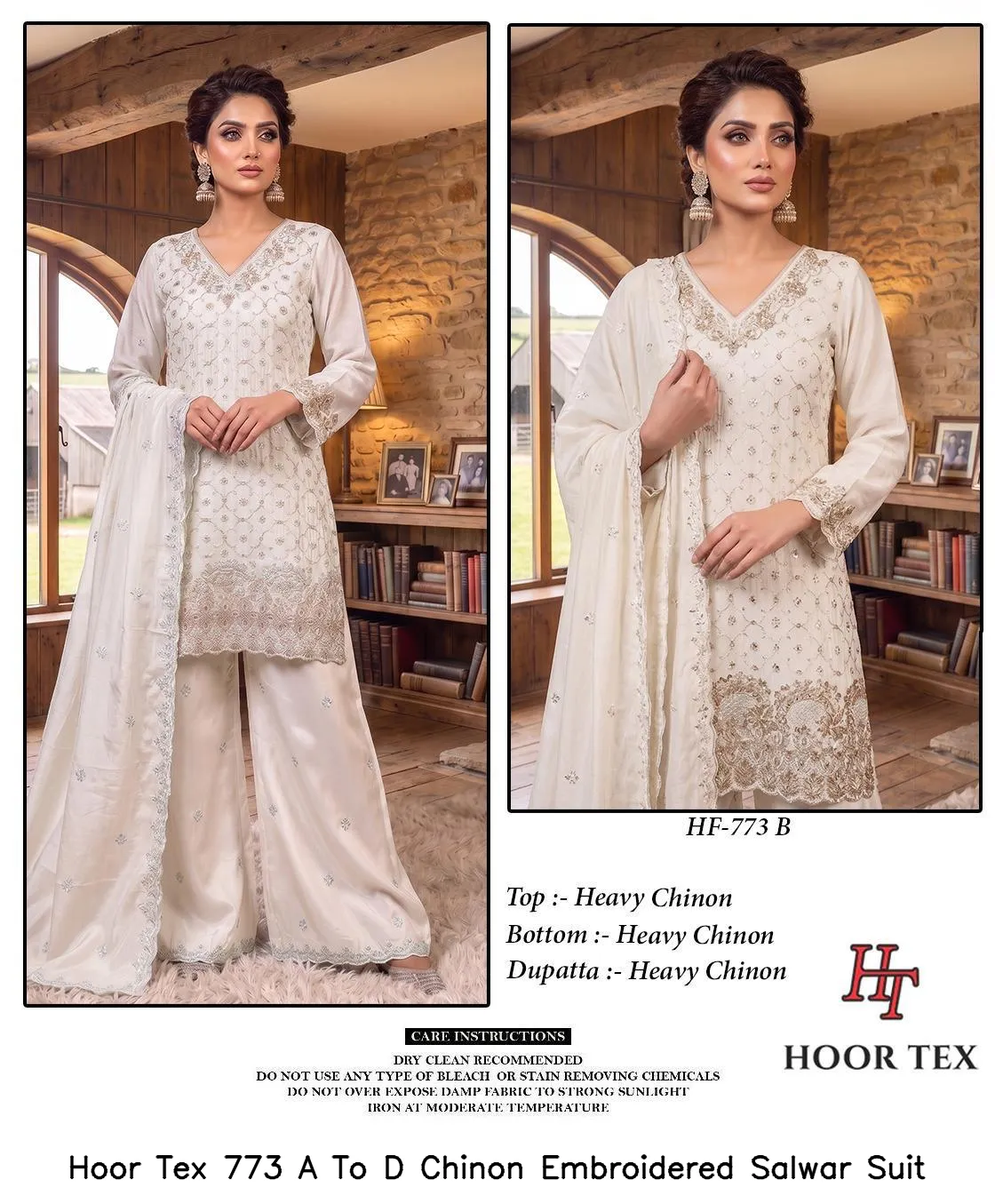 Hoor Tex 773 A To D Chinon Embroidered Salwar Suit — Wholesale Readymade Pakistani Suits, hoor Tex wholesale from Surat — view 4