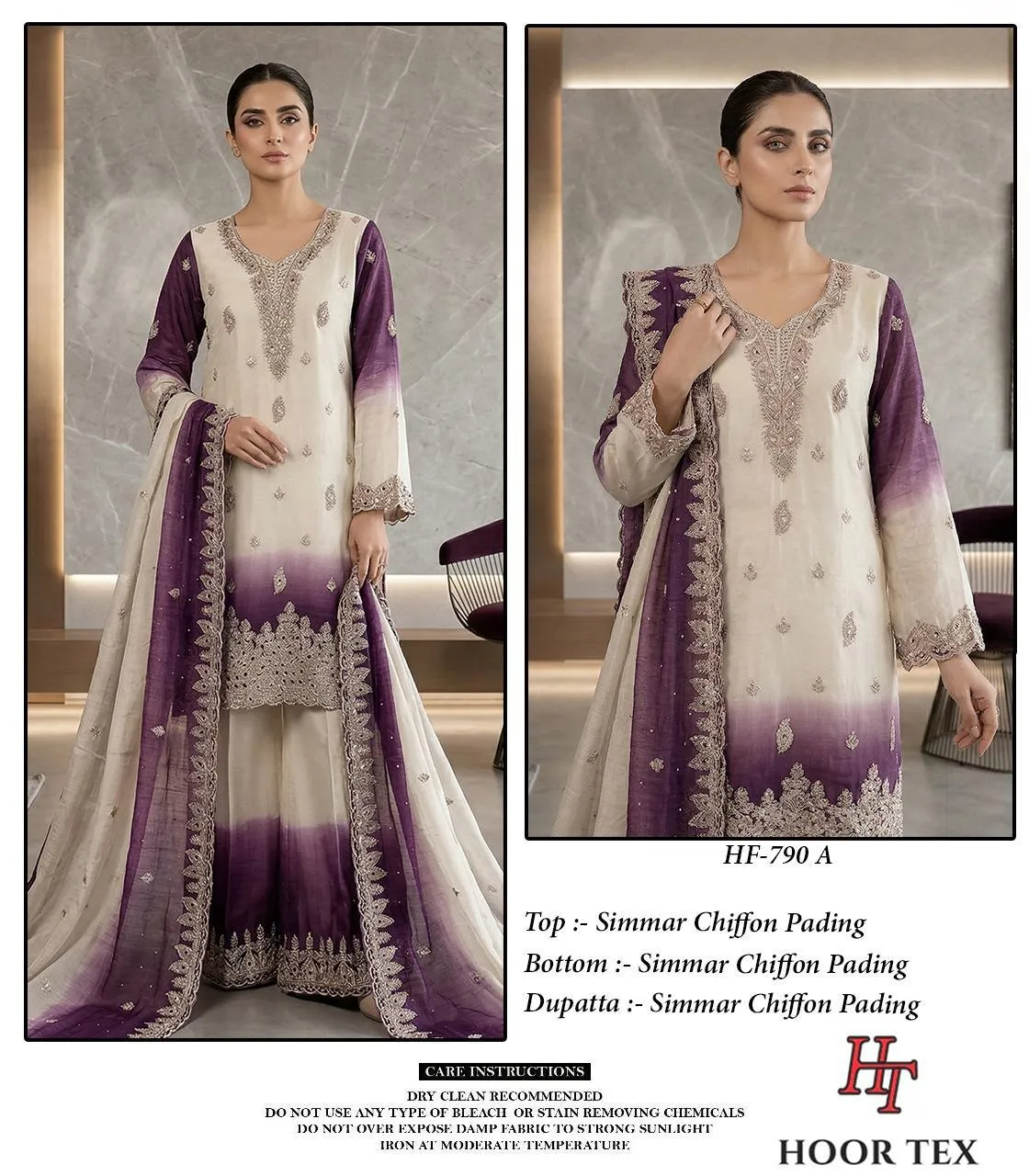 Hoor Tex 790 Simmar Chiffon Pading Readymade Salwar Kameez — Wholesale Readymade Pakistani Suits, hoor Tex wholesale from Surat — view 1