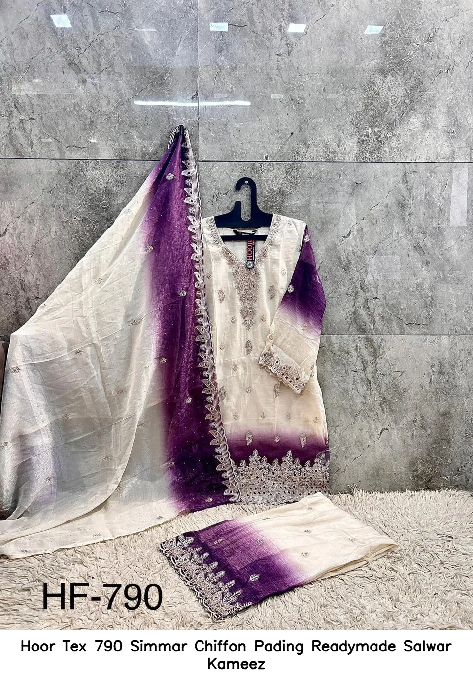Hoor Tex 790 Simmar Chiffon Pading Readymade Salwar Kameez — Wholesale Readymade Pakistani Suits, hoor Tex wholesale from Surat — view 2