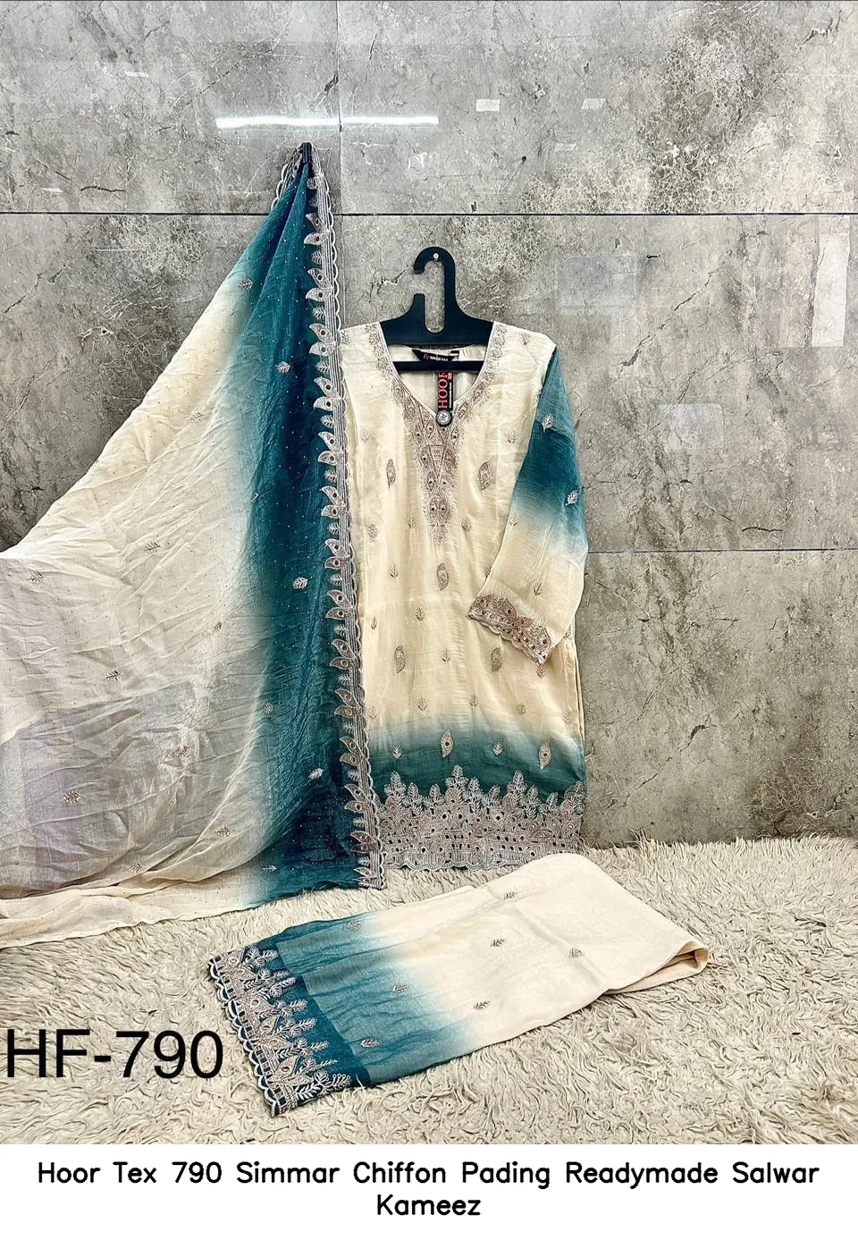 Hoor Tex 790 Simmar Chiffon Pading Readymade Salwar Kameez — Wholesale Readymade Pakistani Suits, hoor Tex wholesale from Surat — view 4
