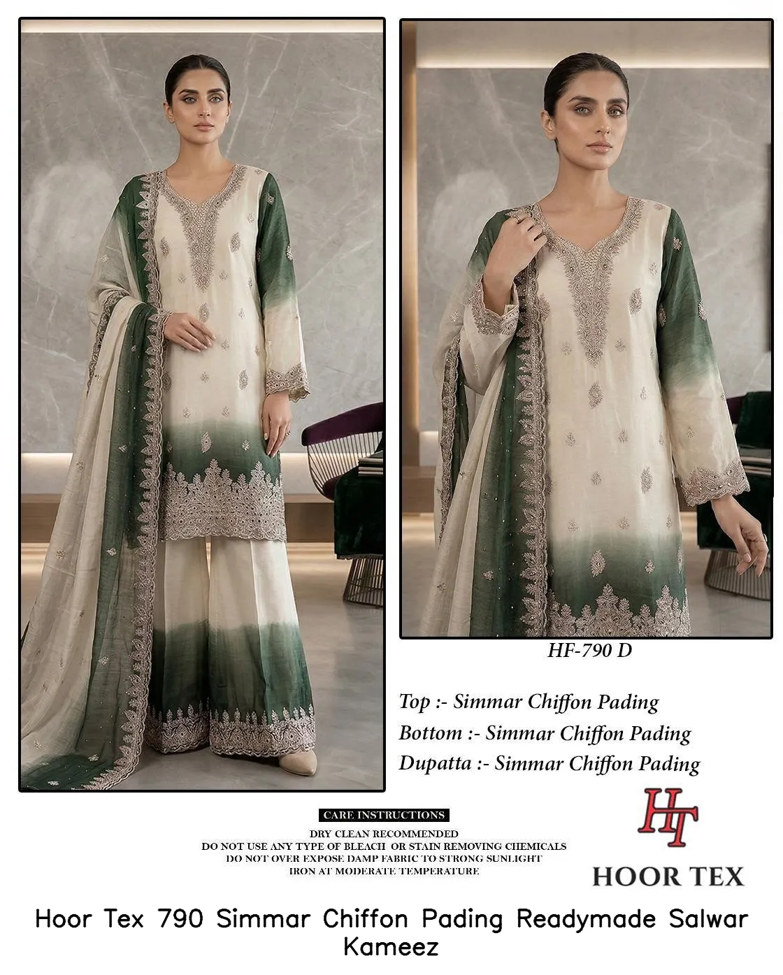 Hoor Tex 790 Simmar Chiffon Pading Readymade Salwar Kameez — Wholesale Readymade Pakistani Suits, hoor Tex wholesale from Surat — view 5