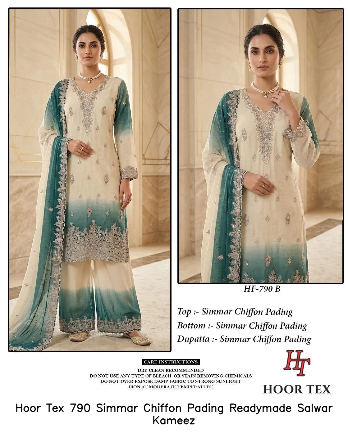 Hoor Tex 790 Simmar Chiffon Pading Readymade Salwar Kameez — Wholesale Readymade Pakistani Suits, hoor Tex wholesale from Surat — view 6