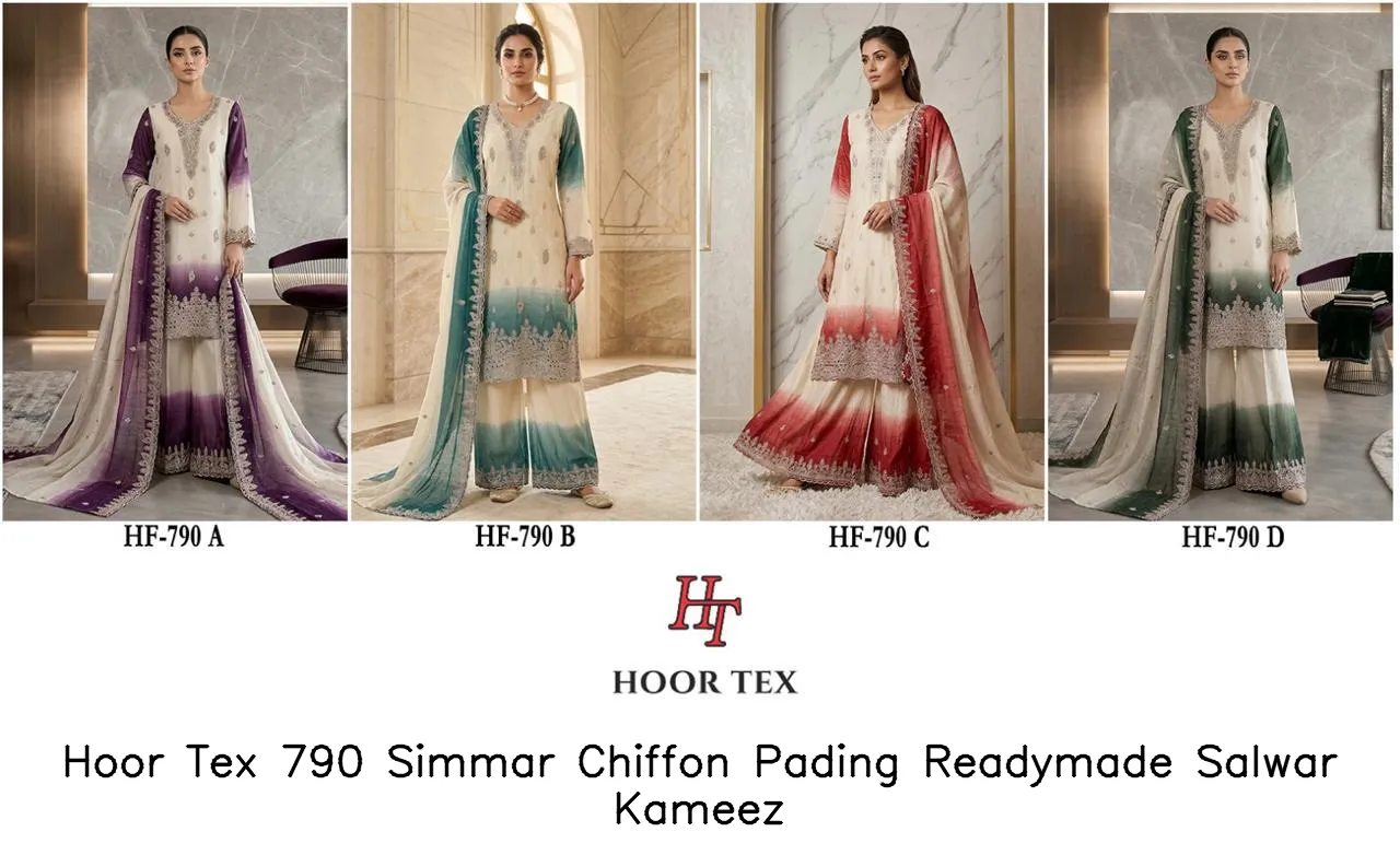 Hoor Tex 790 Simmar Chiffon Pading Readymade Salwar Kameez — Wholesale Readymade Pakistani Suits, hoor Tex wholesale from Surat — view 7