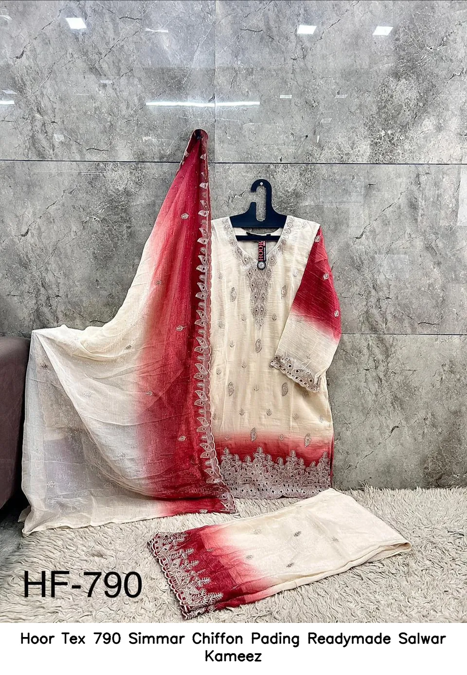 Hoor Tex 790 Simmar Chiffon Pading Readymade Salwar Kameez — Wholesale Readymade Pakistani Suits, hoor Tex wholesale from Surat — view 9
