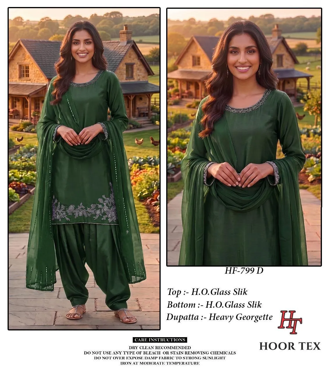Hoor Tex 799 A To D Ho Glass Silk Heavy Work Salwar Suit — Wholesale Readymade Pakistani Suits, hoor Tex wholesale from Surat — view 1