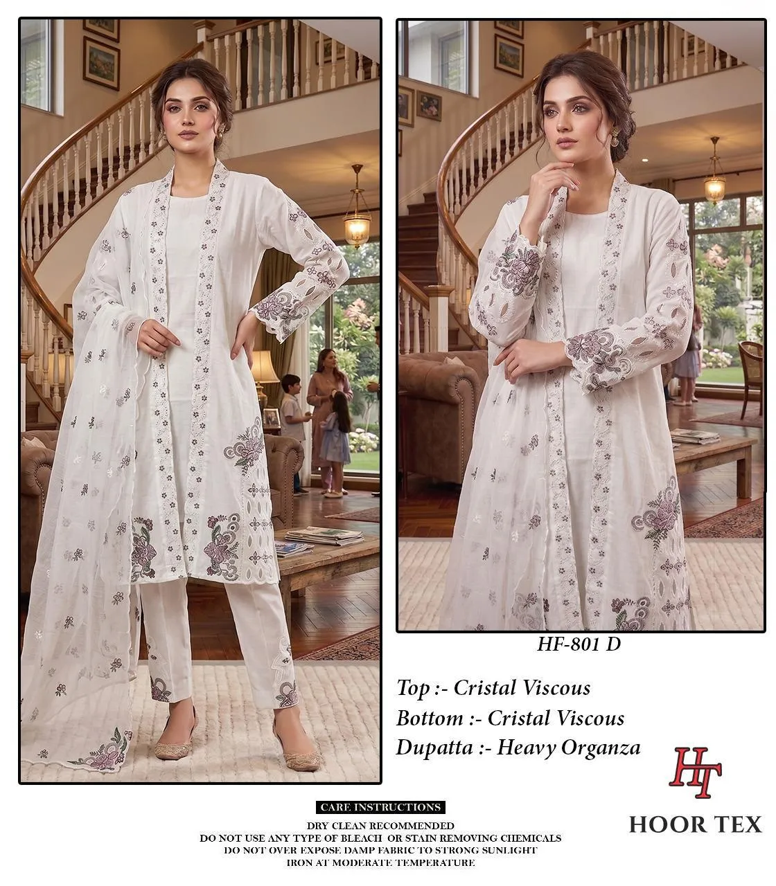 Hoor Tex 801 A To D Cristal Viscose Readymade Salwar Kameez — Wholesale Readymade Pakistani Suits, hoor Tex wholesale from Surat — view 1